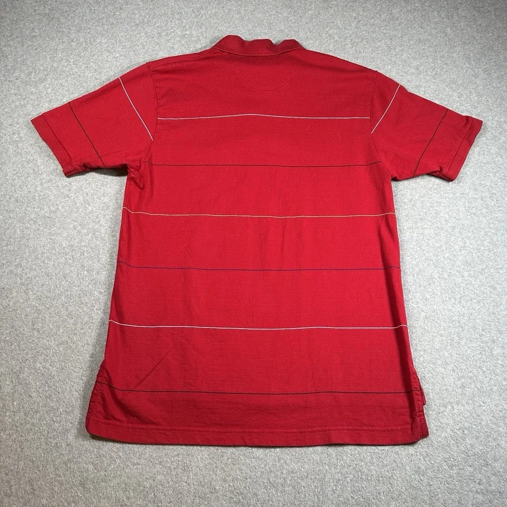 Vintage Chaps Ralph Lauren Red Striped Polo Shirt Mens Small Cotton Y2K‎